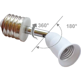 Ecola base Переходник с цоколя E27 на E27 на шарнире 360°/180° 45мм без выключателя Белый
