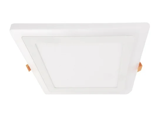 Ecola LED downlight встраив.2041 Квадратный даунлайт с драйвером с подсветкой 16(12+4)W 220V 6500K / Blue Синяя 195x195x20