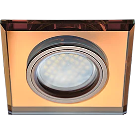 Ecola MR16 DL1651 GU5.3 Glass Стекло Квадрат скошенный край Янтарь / Черненая медь 25x90x90 (кd74)