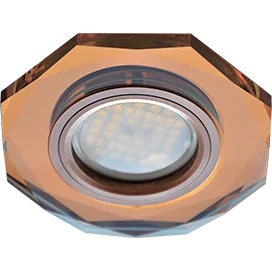 Ecola MR16 DL1652 GU5.3 Glass Стекло 8-угольник с прямыми гранями Янтарь / Черненая медь 25x90 (кd74)