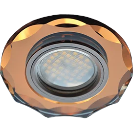 Ecola MR16 DL1653 GU5.3 Glass Стекло Круг с вогнутыми гранями Янтарь / Черненая медь 25x90 (кd74)