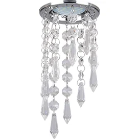 Ecola MR16 CR1001 GU5.3 Glass Стекло Круг с продолговатыми хруст. на подвесе "под скос" Прозрачный / Хром 84x210