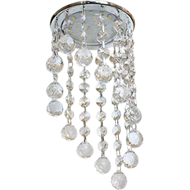 Ecola GX53 H4 5344 Glass Круглый с большими хрусталиками на подвесе "под скос" Прозрачный /Хром (светильник) 225x110 (к+)