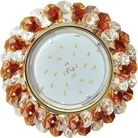 Ecola GX53 H4 5341 Glass Круглый с хрусталиками Прозрачный и Янтарь /Золото 56x120 (к+)