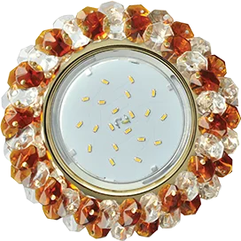Ecola GX53 H4 5341 Glass Круглый с хрусталиками Прозрачный и Янтарь /Золото 56x120 (к+)