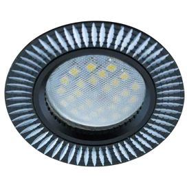 Ecola MR16 DL3182 GU5.3 Светильник встр. литой (скрытый крепеж лампы) Черный/Алюм Рифленые Реснички по кругу 23x78 (кd74)