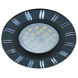 Ecola MR16 DL3184 GU5.3 Светильник встр. литой (скрытый крепеж лампы) Черный/Алюм Двойные Реснички по кругу 23x78 (кd74)