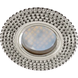 Ecola MR16 DL1662 GU5.3 Glass Стекло Круг с черными стразами (оправа хром)/фон зерк./центр.часть хром 25x93