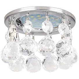 Ecola MR16 CR1002 GU5.3 Glass Стекло Круг с большими хруст. на прямом подвесе Прозрачный / Хром 84x90