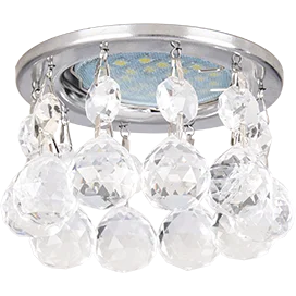 Ecola MR16 CR1002 GU5.3 Glass Стекло Круг с большими хруст. на прямом подвесе Прозрачный / Хром 84x90