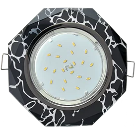 Ecola GX53 H4 5312 Glass Стекло 8-угольник с прямыми гранями черный хром - хром на черном 38x133 (к+)