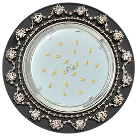 Ecola GX53 H4 5360 Glass Круг с прозрачными стразами Корона (оправа хром)/фон черн./центр.часть хром 52x120 (к+)