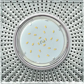 Ecola GX53 H4 5352 Glass Квадрат с черными стразами (оправа хром)/фон зерк./центр.часть хром 40x123x123 (к+)