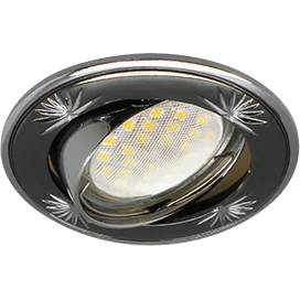 Ecola MR16 DL21 GU5.3 Светильник встр. литой поворотный искр.гравир. Четыре цветка Черный Хром/Хром 23x84