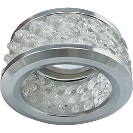 Ecola MR16 DL1655 GU5.3 встр. круглый с хруст.(3 ряда) и ободком - Прозрачный / Хром 63x85 (кd74)