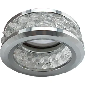 Ecola MR16 DL1656 GU5.3 встр. круглый с хруст.(2 ряда) и ободком - Прозрачный / Хром 54x85 (кd74)