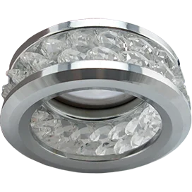 Ecola MR16 DL1656 GU5.3 встр. круглый с хруст.(2 ряда) и ободком - Прозрачный / Хром 54x85 (кd74)