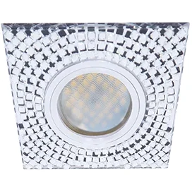 Ecola MR16 DL1658 GU5.3 Glass Стекло Квадрат с прозр. мозаикой/фон зерк./центр.часть хром 28x95x95