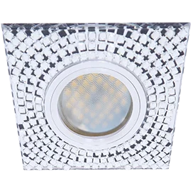 Ecola MR16 DL1658 GU5.3 Glass Стекло Квадрат с прозр. мозаикой/фон зерк./центр.часть хром 28x95x95