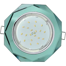 Ecola GX53 H4 5312 Glass Стекло 8-угольник с прямыми гранями хром - изумруд 38x133 (к+)