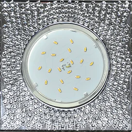 Ecola GX53 H4 5320 Glass Квадрат с прозр. мозаикой/фон зерк./центр.часть хром 40x123x123 (к+)