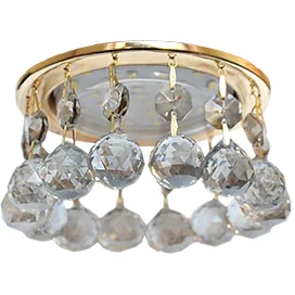 Ecola GX53 H4 5346 Glass Круглый с большими хрусталиками на прямом подвесе Тонированный/Золото 90x110 (к+)