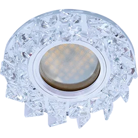 Ecola MR16 DL1661 GU5.3 Glass Стекло Круг с крупными прозр. стразами Елочка/фон зерк./центр.часть хром 42x95