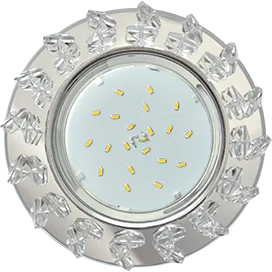 Ecola GX53 H4 5361 Glass Круг с крупными прозр. стразами Елочка/фон зерк./центр.часть хром 54x120 (к+)