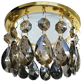 Ecola GX53 H4 5350 Glass Круг с каплевидными хруст. на прямом подвесе Тонированный / Золото 102x105 (к+)
