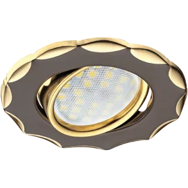 Ecola MR16 DH07 GU5.3 Светильник встр. поворотный Звезда (скрытый крепеж лампы) Черный Хром/Золото 25x88 (кd74)