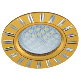 Ecola MR16 DL3184 GU5.3 Светильник встр. литой (скрытый крепеж лампы) матовое Золото/Алюм Двойные Реснички по кругу 23x78 (кd74)