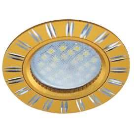 Ecola MR16 DL3184 GU5.3 Светильник встр. литой (скрытый крепеж лампы) матовое Золото/Алюм Двойные Реснички по кругу 23x78 (кd74)