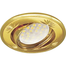 Ecola MR16 DL21 GU5.3 Светильник встр. литой поворотный искр.гравир. Четыре цветка Сатин-Золото/Золото 23x84