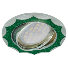 Ecola MR16 DL36S GU5.3 Светильник встр. поворотный Звезда под стеклом Изумрудный блеск/Хром 26x84