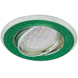 Ecola MR16 DL39S GU5.3 Светильник встр. поворотный Круг под стеклом Изумрудный блеск/Хром 26x94