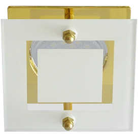 Ecola MR16 DL200 GU5.3 Glass Квадрат со стеклом Прозрачный и Матовый / Золото 45x77x77
