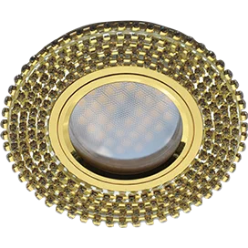 Ecola MR16 DL1662 GU5.3 Glass Стекло Круг с прозр.стразами (оправа золото)/фон зерк./центр.часть золото 25x93