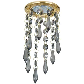 Ecola MR16 CR1001 GU5.3 Glass Стекло Круг с продолговатыми хруст. на подвесе "под скос" Тонированный / Золото 84x210