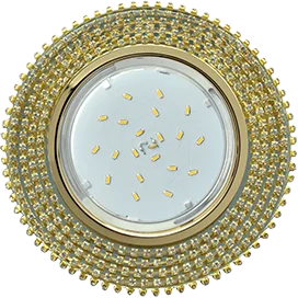 Ecola GX53 H4 5362 Glass Круг с прозр.стразами (оправа золото)/фон зерк./центр.часть золото 40x120 (к+)