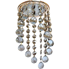 Ecola GX53 H4 5344 Glass Круглый с большими хрусталиками на подвесе "под скос" Тонированный /Золото 225x110 (к+)