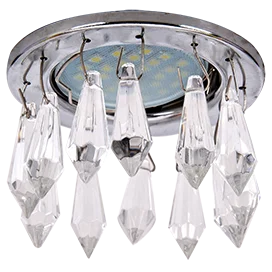Ecola MR16 CR1003 GU5.3 Glass Стекло Круг с продолговатыми хруст. на коротком подвесе Прозрачный / Хром 84x76