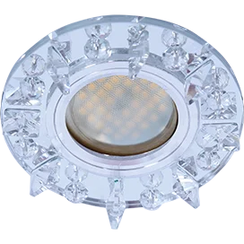 Ecola MR16 DL1661 GU5.3 Glass Стекло Круг с квадратными прозрачными стразами /фон зерк./центр.часть хром 42x95