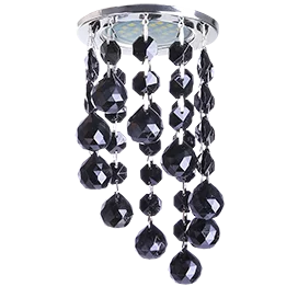 Ecola MR16 CR1007 GU5.3 Glass Стекло Круг с большими хруст. на подвесе "под скос" Черный / Хром 84x170