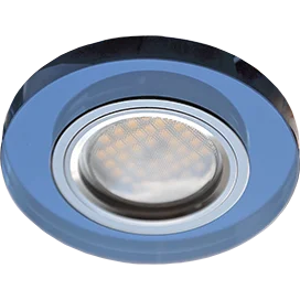 Ecola MR16 DL1650 GU5.3 Glass Стекло Круг Голубой / Хром 25x95 (кd74)