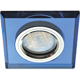Ecola MR16 DL1651 GU5.3 Glass Стекло Квадрат скошенный край Голубой / Хром 25x90x90 (кd74)