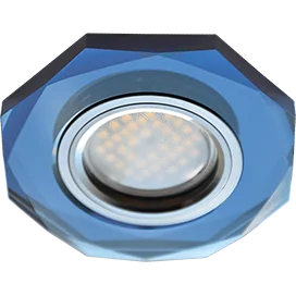 Ecola MR16 DL1652 GU5.3 Glass Стекло 8-угольник с прямыми гранями Голубой / Хром 25x90 (кd74)