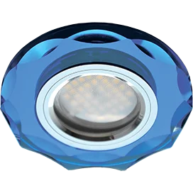 Ecola MR16 DL1653 GU5.3 Glass Стекло Круг с вогнутыми гранями Голубой / Хром 25x90 (кd74)