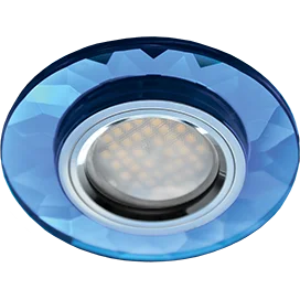 Ecola MR16 DL1654 GU5.3 Glass Стекло Круг граненый Голубой / Хром 25x90 (кd74)