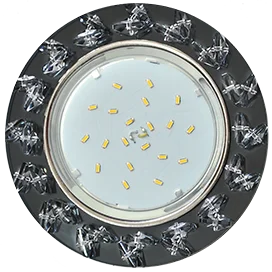 Ecola GX53 H4 5361 Glass Круг с крупными прозр. стразами Елочка/фон черн./центр.часть хром 54x120 (к+)