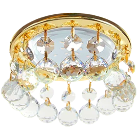 Ecola GX53 H4 5346 Glass Круглый с большими хрусталиками на прямом подвесе Прозрачный /Золото 90x110 (к+)